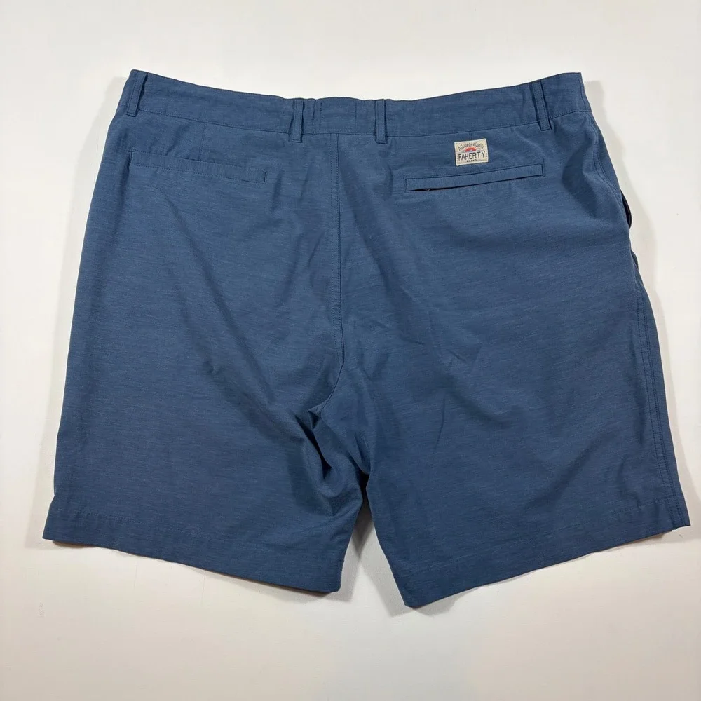 Faherty All Day Shorts Mens 40 Recycled Stretch Hybrid Slate Blue Performance